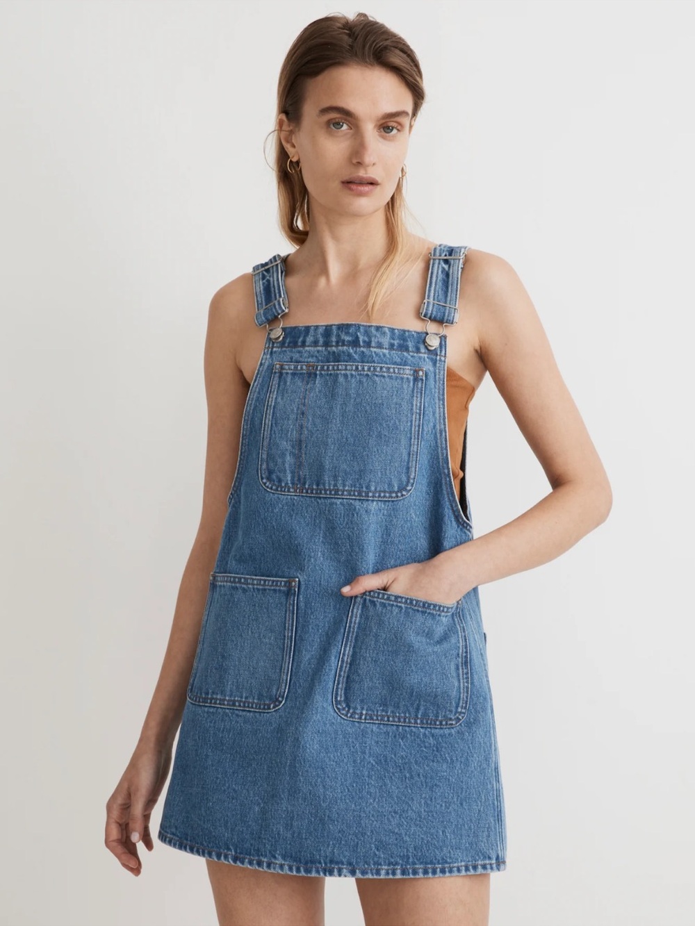 NWT Madewell Denim Overall Mini Dress in Groveson Wash
